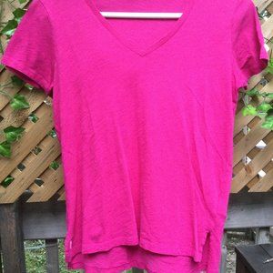 Polo Ralph Lauren Fuchsia Cotton V-neck T-shirt